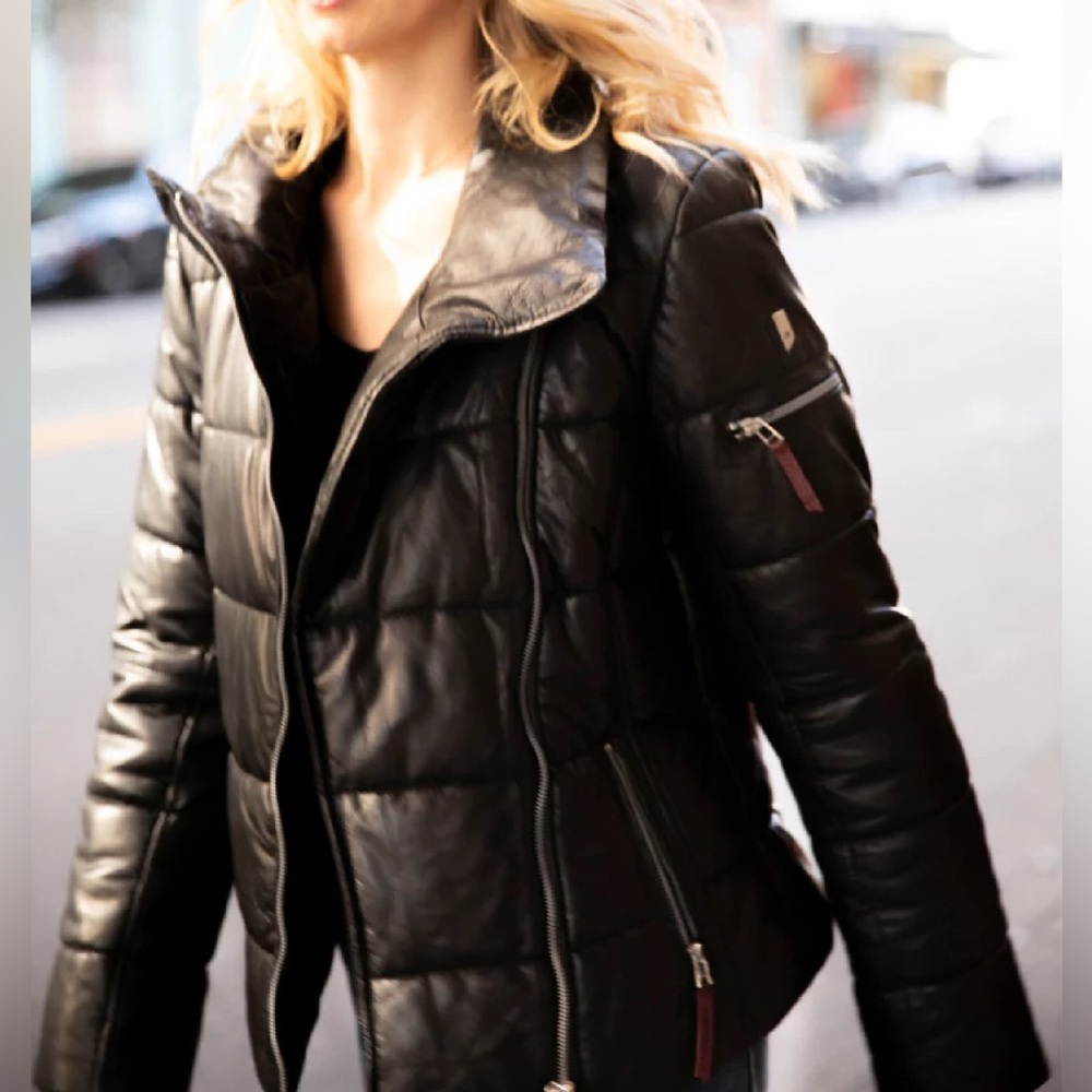NWT MAURITIUS Women's RENA soft lamb leather puffer jacket Small - Picture 3 of 16